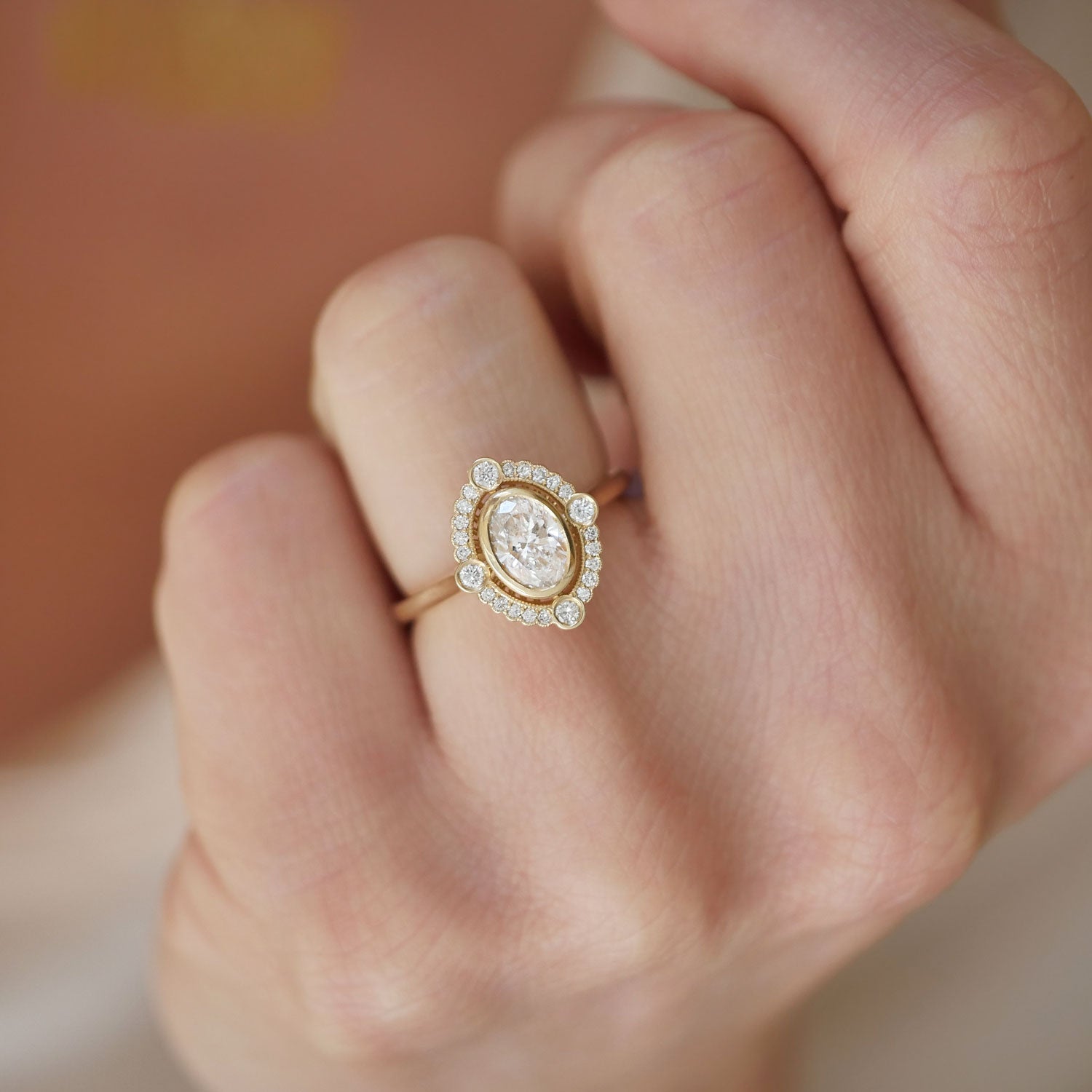 Marquise Shaped Three Stone Lab Grown Diamond Engagement Ring